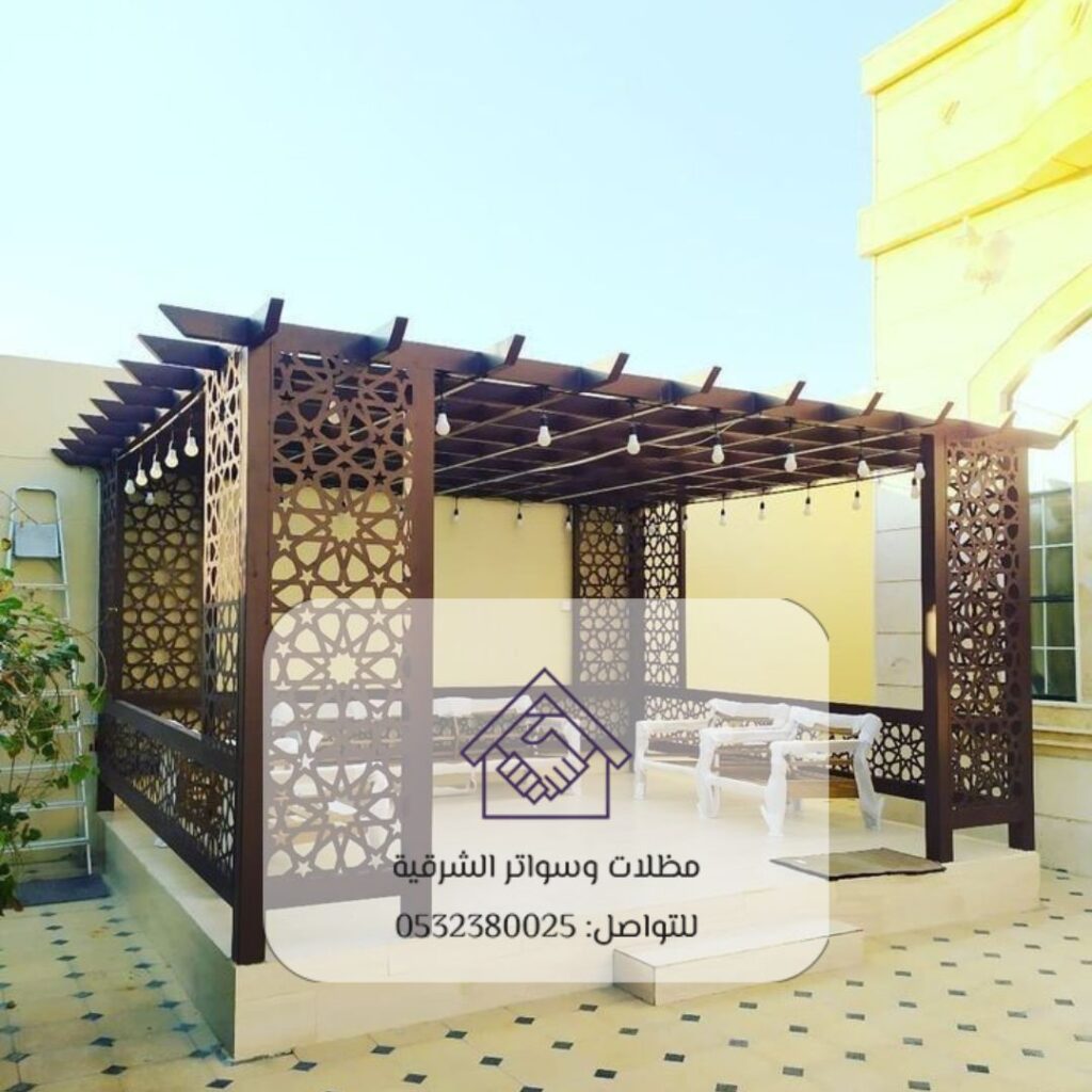 تصميم خشبي طبيعي لبرجولات الخبر